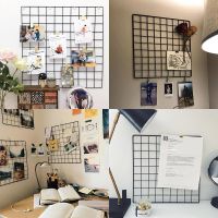 Ins Metal Grid Wall Mesh Storage Organizer Photos Display Frame Home Bedroom DIY Decoration Iron Square Decorative Shelf 35X35cm