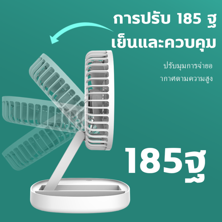 7นิ้วลมแรงมาก-พัดลมชาร์จ-5000mah-พับยืดไสลด์-การปรับ-185-ปรับได้-3-ระดับ-กล่องอโรมาเทอราพีในตัว-น้ำหนักเบาพกพาสะดวก-พัดลม-ชาร์จ-แบต