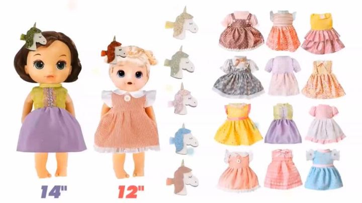 Alive Baby Doll Clothes and Accessories - 12 Sets Girl Doll Clothes Dress  for 12 13 14 15 16 Inch Doll, Baby Bitty Doll Clothes - Doll Outfits