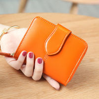 Genuine Leather Wallets Women Wallet Short Money Bag Fashion Oil Wax Leather Ladies Small Coin Purse Orange Rfid Card Holder
