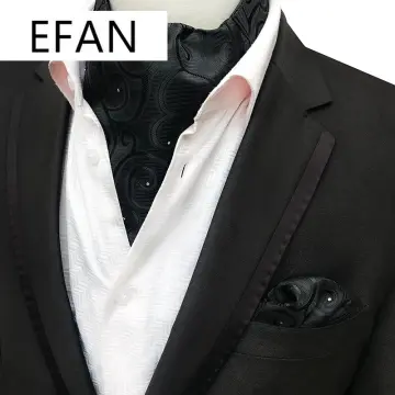 Men Ascot Cravat Tie Paisley Jacquard Silk Woven Floral Necktie