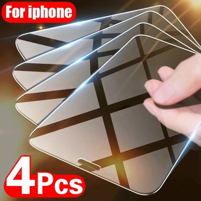 ✈ 4PCS Tempered Glass for iPhone 11 12 13 14 Pro XR X XS Max Screen Protector on for iPhone 12 Pro Max Mini 7 8 6 6S Plus SE Glass