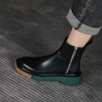 Women Ankle Boots Zipper Round Toe Female Shoes Low Heels Thick Bottom Non Slip Ladies Platform Boots Fashion Casual Shoes 2021