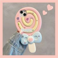 .Suitable For Phone Case iPhone 14 13 12 Pro Max 11 14promax 13promax 12promax Cute 3D Sweet Lollipop Candy Womens Silicone Soft 13Pro Anti Drop 12Pro Full Cover