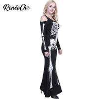 2018 costume Halloween woman Adult Horror Scary Cosplay Women Bone Appetit Skeleton Long Dress Costume Off Shoulder Fancy Dress