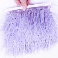 1M High Quality Purple Natural Color Ostrich Feather Plumas Decorative Stage Party 6 8CM Edge Ribbon Wedding Dress Sewing Craft