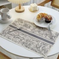 【LZ】♛  Modern cotton and linen restaurant table mat imitation waterproof decorative mat decorative anti-slip