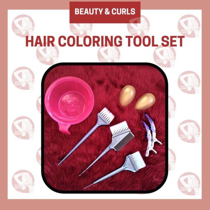 Hair Coloring Tool Set by Beauty and Curls Mixing Bowl Brushes ear caps
