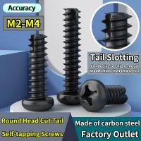 ❒▫❁ M2 M4 Carbon Steel Hardened Self tapping Screws Black Round Head Cut tail Self tapping Screws PT Phillips Screws Drilling Screw