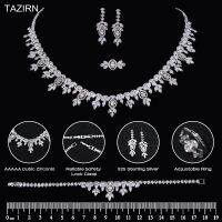 TAZIRN Dubai ไนจีเรียอัฟริกา2/4ชิ้นเพชรสังเคราะห์ชุดเครื่องประดับ S สำหรับผู้หญิงปาร์ตี้งานแต่งงานเจ้าสาวเครื่องประดับคริสตัลซีซีหรูหราชุดเครื่องประดับของขวัญ