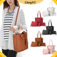 CHONGXI 4Pcs/set หนังพียู กระเป๋า Crossbody ลำลองแบบสบายๆ ความจุสูงมาก กระเป๋าแบบสะพายไหล่ แฟชั่นสำหรับผู้หญิง แบบพกพาได้ ชุดกระเป๋าผู้หญิง ผู้หญิงผู้หญิงผู้หญิง