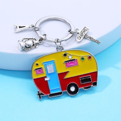 Charm accessories Metal key chain Cartoon alloy travel caravan transport key chain Caravan key chain travel souvenir trinket