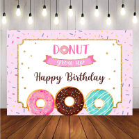 Donut grow up happy birthday background for photography studio pink girls birthday party decoration backdrop for photo shoot