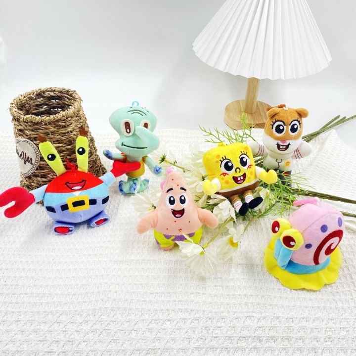 Wholesale 24Pcs/Lot 4Inch Cute Anime Spong Patrick Star Plush Toys Eugene Stuffed Doll Pendants Keychain Gift For Children