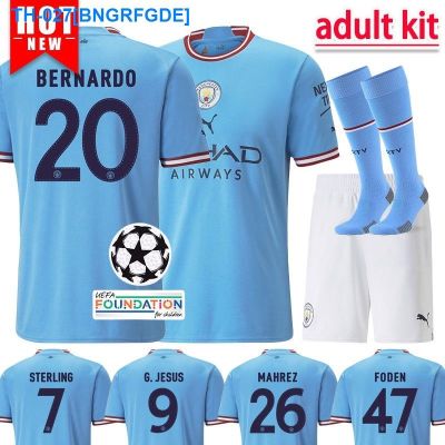 ✑✲ 2022 2023 Manchester City Home Adult Kit Football Shirt Mens Sports Top and Shorts Set Jersey With UCL Patch Socks