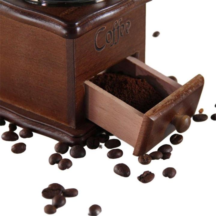 เครื่องชงกาแฟด้วยมือเครื่องบดถั่วเครื่องมือบดชงกาแฟแบบวินเทจหมุนได้-penggiling-kopi-โรงงานไม้วันเกิดวันคริสต์มาสปีใหม่ร้านค้า