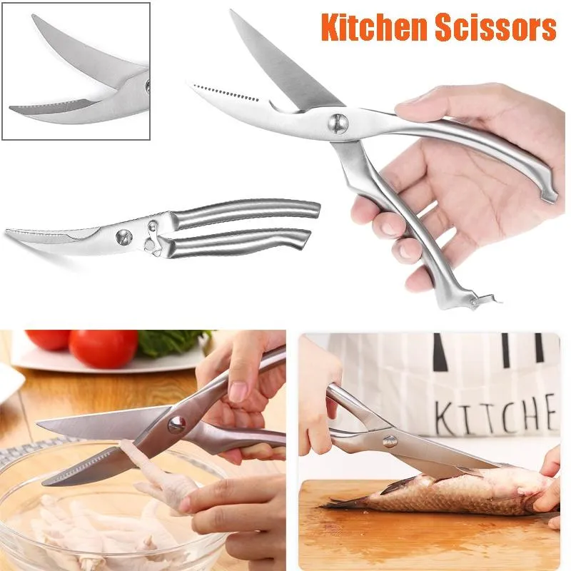 Heavy Duty Stainless Steel Poultry Shears For Bone, Chicken, Meat, Fish,  Seafood, Vegetables. Premium Spring Loaded Food Scissors. One piece Kitchen