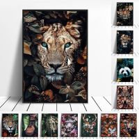 Nordic Flower Animal Mural Tiger Lion Zebra Poster And Print Mural Living Room Canvas Modern Classical Decorative Painting Wall Décor