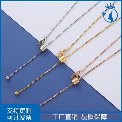 [COD] RUMNVNTY cross-border hot mirror titanium steel adjustable geometric necklace accessories box chain with