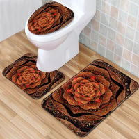 3 PcsSet Vintage Flower Bath Mat Set Anti Slip Carpet Doormat Bathroom Cover Toilet Seat Mat Bath Rug Accessories for Toilet