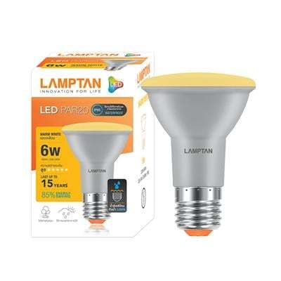 "Buy now"หลอด PAR20 LED 6 วัตต์ Warm White LAMPTAN รุ่น PAR E27*แท้100%*