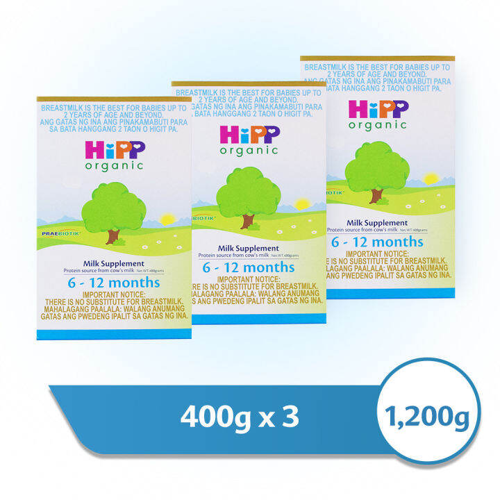 HiPP Organic Milk Supplement 612mos 1200g (400gx3) Lazada PH
