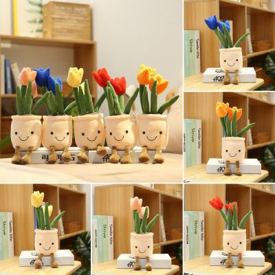 Tulip Plush Plants Succulent Stuffed Toys Potted Flower Decor Bookshelf Gifts