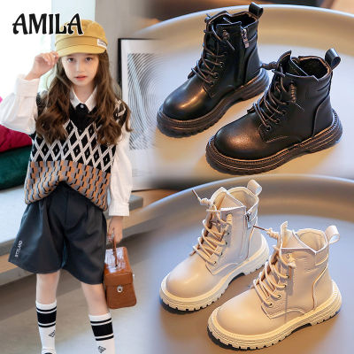 ชุดเดรองเท้าบู๊ทบางสั้นสีดำของเด็กชายรองเท้าบูทมาร์ตินเด็กผู้หญิง AMILA