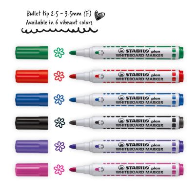 ปากกาไวท์บอร์ด หัวกลมSTABILO/1ด้าม(ไม่เหม็น)มี6สี