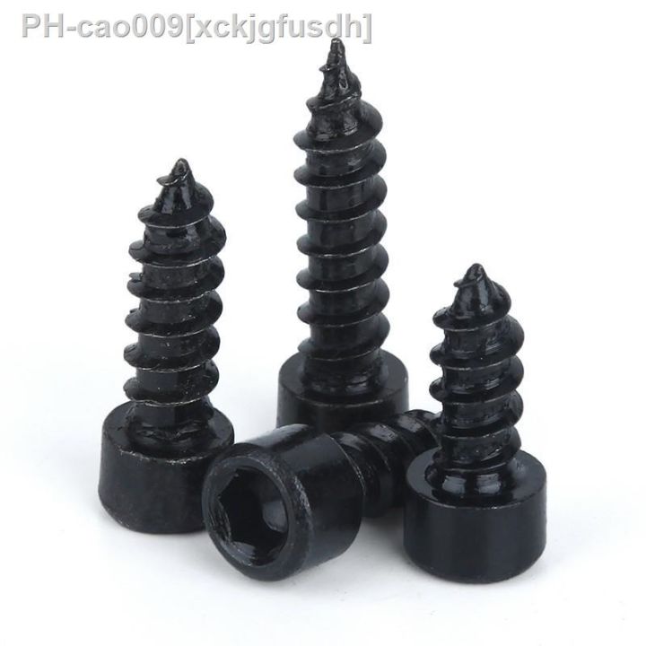 50pcs-m2-m2-6-m3-m3-5-m4-carbon-steel-with-black-hexagon-socket-cap-head-self-tapping-screw-model-screw