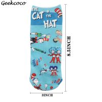 10Pair J1880 Cartoon Cat Man Woman Cotton Short Socks Unisex Skatebord Socks Fashion One Side Print Socks