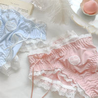 【cw】Cute Blue Lolita Love Lace Girl Underwear Summer Thin Section y Cool Cotton y Briefs New Solid Color Langerie Loli Briefs