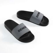 Dép quai ngang Denis Unisex Slipper DN11 Fullbox đế đen quai xám thời