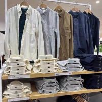 Uniqlo ห้องลองเสื้อตระกูล U หยวนบริสุทธิ์ตัดมาตรฐาน! เสื้อฤดูใบไม้ร่วงและฤดูหนาวชายแขนยาว,เสื้อเชิ้ตลำลองผ้าสักหลาดอ่อน