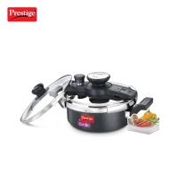 Prestige Clip On Aluminium Pressure Cooker With Glass Lid, 3 Litres, 2-Pieces