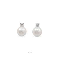 (Pre order)Diamond Pearl Earrings ต่างหูมุกน้ำจืดแท้ ประดับเพชร CZ