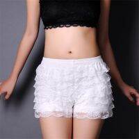 VISNXGI Summer Street Fashion Workout Wear Shorts Elastic Waist Thin Sexy Stitching Lace Women Casual Black Soft Spandex Bottom