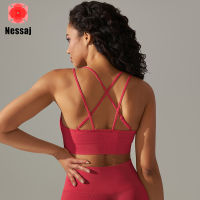 Nessaj Yoga Top Seamless Bra Sport Wear For Women Exercise Outfit Gym Tops Running Cycling Jogging Bra Sexy Racerback Bra l.m