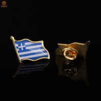 Free Shipping Greek Flag Brooch Lapel 19 x 21mm Gold Plated Tie / Backpack Butterfly Buckle Badge Pin Jewelry Collection