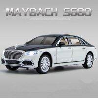 1:22 Benz Maybach ของเล่นโลหะหล่อโมเดลรถเหล็กโลหะผสม S680รถจำลองสูงเสียงและเบาของขวัญเด็ก