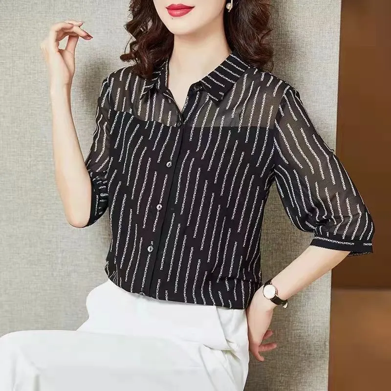 Ladies Shirt Black Long Sleeve Chiffon Blouse Women Casual Top Summer Clothes  Blouse for Woman | Lazada PH