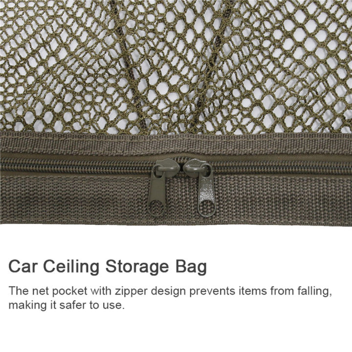 กระเป๋าเก็บของเพดานรถสองชั้นแบบปรับได้-35-4x25-6in-กระเป๋าตาข่ายหลังคาภายในของกระจุกกระจิกพร้อมซิปสำหรับรถบรรทุก-suv