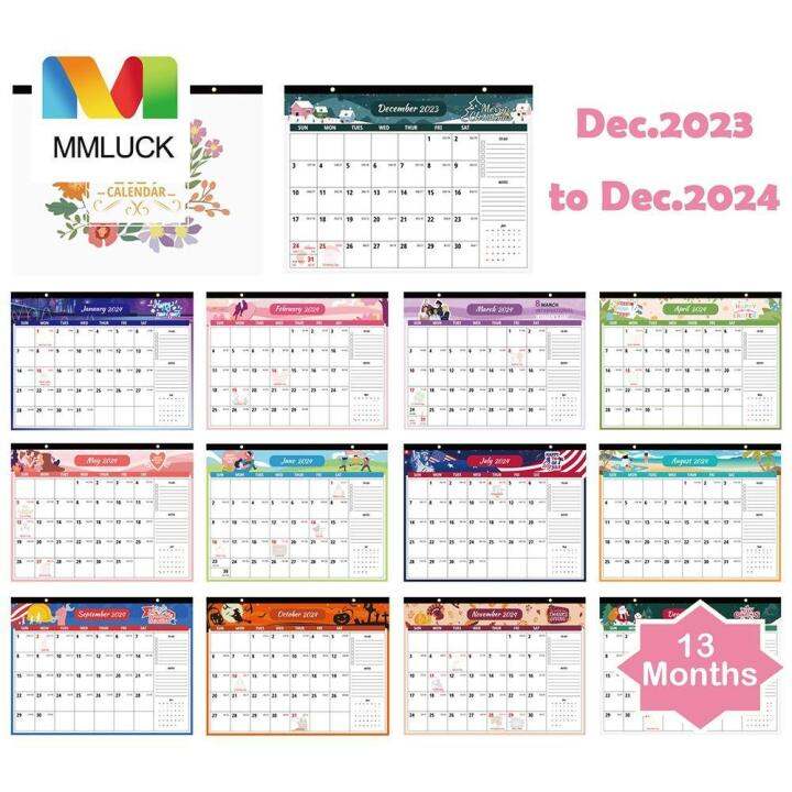 kalendar kuda tahun 2024 MMLUCK 13 Months Dec.2023-Dec.2024 Calendar