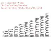 20pcs/lot 0.3mm Stainless Steel  Micro Small Compression spring OD 2mm/3mm/4mm/5mm/6mm length 5mm to 50mm Traps  Drains