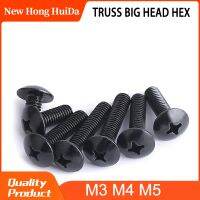 M3 M4 M5 Phillips Pengelompokan Lintas Tersembunyi Truss Kepala Besar Mesin Screw Threaded Bulat Jamur Kepala Bolt Baja Hitam