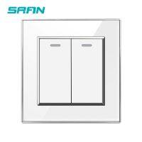 【cw】 SRAN light switch 2 gang 1/2way wall 250V 16A acrylic white/black/gold plating silver edge 86mmx86mm