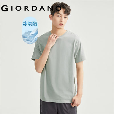 GIORDANO Men T-Shirts High-Tech Ice Oxygen Cooling Summer Tee Short Sleeve Crewneck Solid Color Simple Casual Tshirts 01023380 vnb