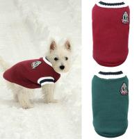 Pet Knitted Clothes Soft Winter Dog Sweaters With Air Permeability Lightweight Warm Dog Thick V Neck College Style Pullover Clothing Shoes Accessories