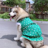 OIMG Summer Green Pet Dress Love Print Skirt For Large Dog Alaskan Golden Retriever Labrador Sleeveless Lace Dogs Family Clothes Dresses