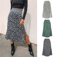 【CW】Women Summer Wrapped Skirts Beach Holiday Clothes High Waist Floral Print Split Casual Summer Midi Skirt Female Clothing